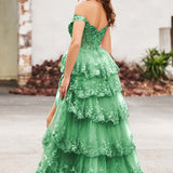 Palmira | Vestido em tule com folhos com ombros descobertos