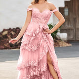 Palmira | Vestido em tule com folhos com ombros descobertos