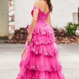 Palmira | Vestido em tule com folhos com ombros descobertos