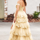 Palmira | Vestido em tule com folhos com ombros descobertos