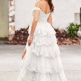 Palmira | Vestido em tule com folhos com ombros descobertos
