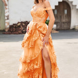 Palmira | Vestido em tule com folhos com ombros descobertos