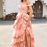 Palmira | Vestido em tule com folhos com ombros descobertos