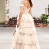 Palmira | Vestido em tule com folhos com ombros descobertos