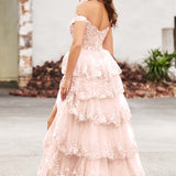 Palmira | Vestido em tule com folhos com ombros descobertos