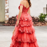 Palmira | Vestido em tule com folhos com ombros descobertos