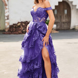 Palmira | Vestido em tule com folhos com ombros descobertos