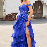 Palmira | Vestido em tule com folhos com ombros descobertos