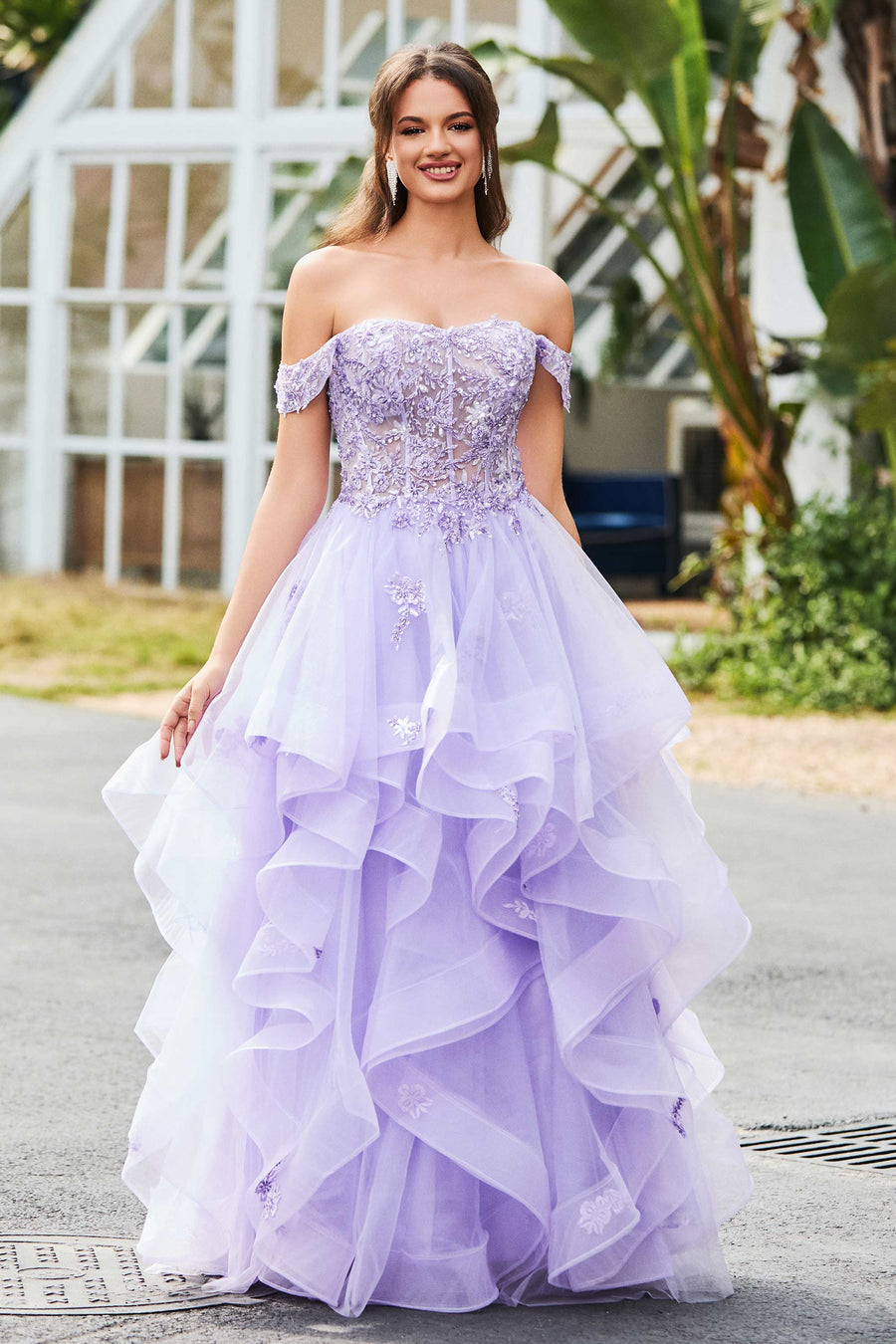Bárbara | Vestido de baile em tule com folhos estilo princesa evasê
