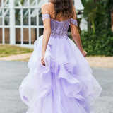 Bárbara | Vestido de baile em tule com folhos estilo princesa evasê