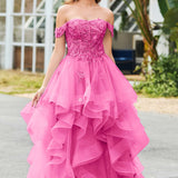 Bárbara | Vestido de baile em tule com folhos estilo princesa evasê