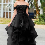 Bárbara | Vestido de baile em tule com folhos estilo princesa evasê