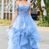 Bárbara | Vestido de baile em tule com folhos estilo princesa evasê