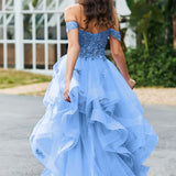 Bárbara | Vestido de baile em tule com folhos estilo princesa evasê