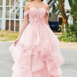 Bárbara | Vestido de baile em tule com folhos estilo princesa evasê