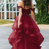 Bárbara | Vestido de baile em tule com folhos estilo princesa evasê