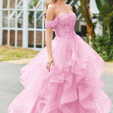 Bárbara | Vestido de baile em tule com folhos estilo princesa evasê