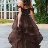 Bárbara | Vestido de baile em tule com folhos estilo princesa evasê