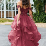 Bárbara | Vestido de baile em tule com folhos estilo princesa evasê
