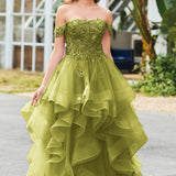 Bárbara | Vestido de baile em tule com folhos estilo princesa evasê