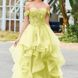 Bárbara | Vestido de baile em tule com folhos estilo princesa evasê