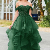Bárbara | Vestido de baile em tule com folhos estilo princesa evasê