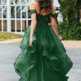 Bárbara | Vestido de baile em tule com folhos estilo princesa evasê