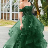 Bárbara | Vestido de baile em tule com folhos estilo princesa evasê