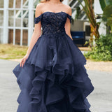 Bárbara | Vestido de baile em tule com folhos estilo princesa evasê