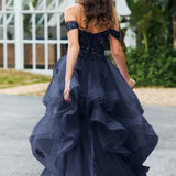 Bárbara | Vestido de baile em tule com folhos estilo princesa evasê
