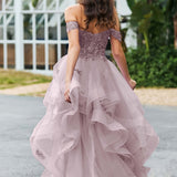 Bárbara | Vestido de baile em tule com folhos estilo princesa evasê