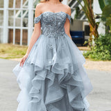 Bárbara | Vestido de baile em tule com folhos estilo princesa evasê