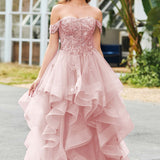 Bárbara | Vestido de baile em tule com folhos estilo princesa evasê