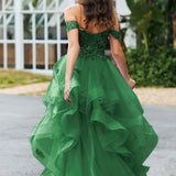 Bárbara | Vestido de baile em tule com folhos estilo princesa evasê