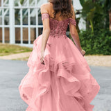 Bárbara | Vestido de baile em tule com folhos estilo princesa evasê