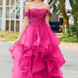 Bárbara | Vestido de baile em tule com folhos estilo princesa evasê
