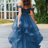 Bárbara | Vestido de baile em tule com folhos estilo princesa evasê