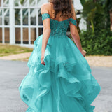 Bárbara | Vestido de baile em tule com folhos estilo princesa evasê