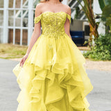 Bárbara | Vestido de baile em tule com folhos estilo princesa evasê