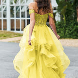 Bárbara | Vestido de baile em tule com folhos estilo princesa evasê