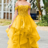Bárbara | Vestido de baile em tule com folhos estilo princesa evasê