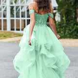 Bárbara | Vestido de baile em tule com folhos estilo princesa evasê