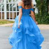 Bárbara | Vestido de baile em tule com folhos estilo princesa evasê