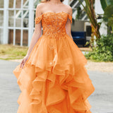 Bárbara | Vestido de baile em tule com folhos estilo princesa evasê