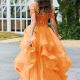 Bárbara | Vestido de baile em tule com folhos estilo princesa evasê