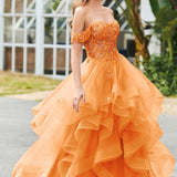 Bárbara | Vestido de baile em tule com folhos estilo princesa evasê