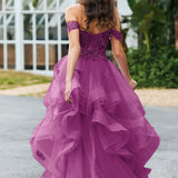 Bárbara | Vestido de baile em tule com folhos estilo princesa evasê