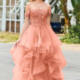 Bárbara | Vestido de baile em tule com folhos estilo princesa evasê