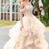 Bárbara | Vestido de baile em tule com folhos estilo princesa evasê