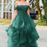 Bárbara | Vestido de baile em tule com folhos estilo princesa evasê